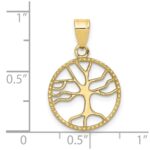 10K Gold Polished Small Tree of Life in Round Pendant - Image 3
