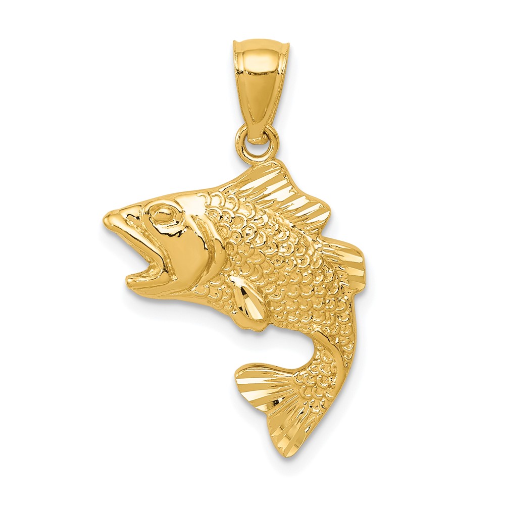 10K5356.jpg 10k Gold Polished & Textured Bass Pendant - Image 1