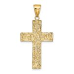 10K Gold Polished Textured Nugget Style Cross Pendant - Image 4