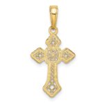10K Gold Polished Cross W/Lace Center and Arrow Tips Pendant - Image 3