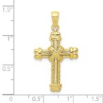 10K Gold Polished Textured Cross Pendant - Image 4