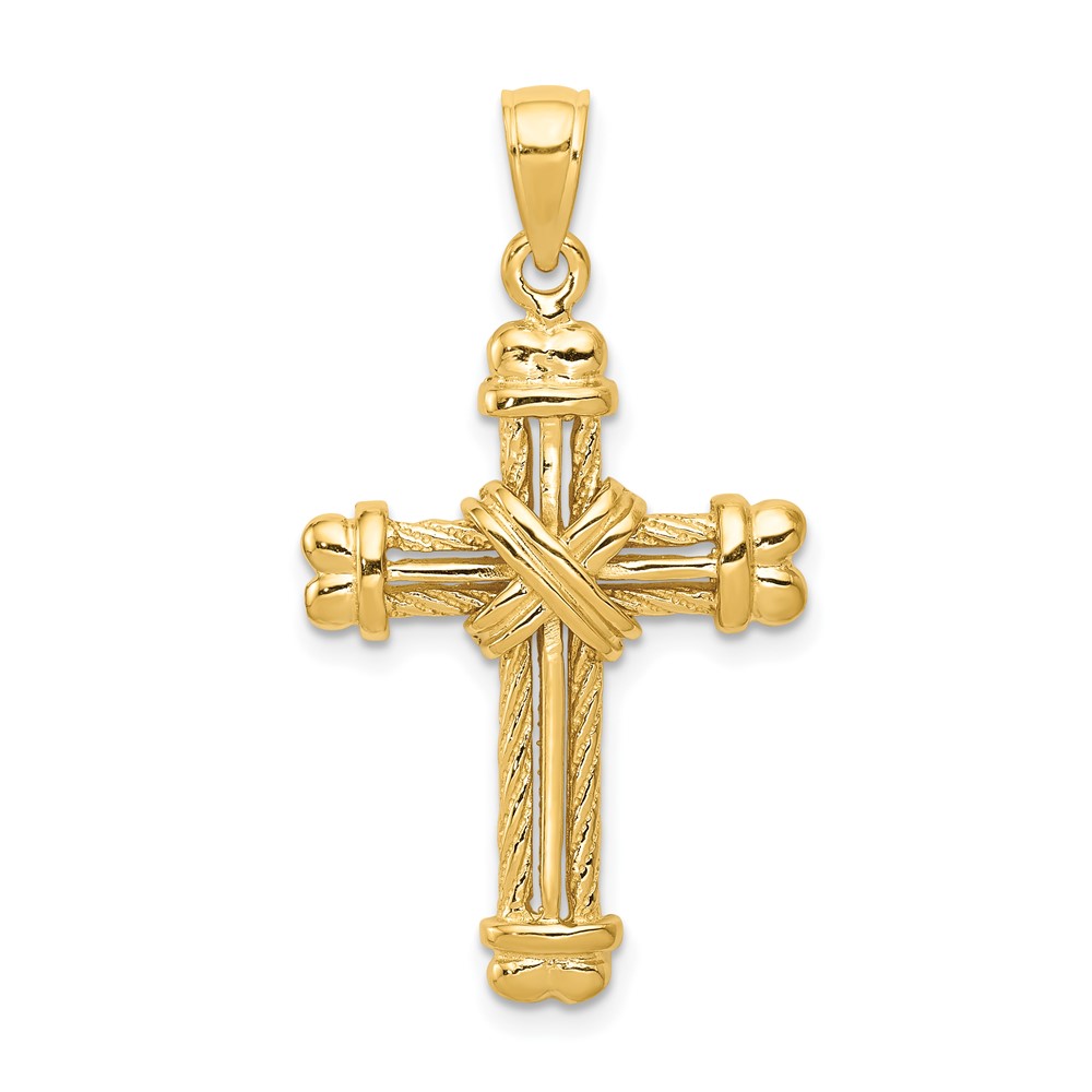 10K5463.jpg 10K Gold Polished Textured Cross Pendant - Image 1