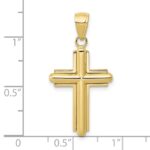 10K Gold Polished Beveled Stick Cross W/Frame Pendant - Image 3