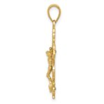 10K Gold Polished Crucifix w/lace Trim Pendant - Image 2