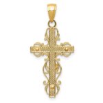 10K Gold Polished Crucifix w/lace Trim Pendant - Image 4