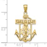 10K Gold Polished & Textured Mini Mariners Crucifix Pendant - Image 3