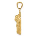 10K Gold Polished 2-D Large Jesus Head with Crown Pendant - Image 2