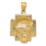 10K Gold Polished 2-D Large Jesus Head with Crown Pendant - Image 4