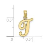 10K Polished T Script Initial Charm - Image 3