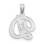 10K White Gold Polished D Script Initial Charm - Image 4