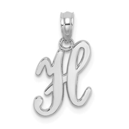 10K White Gold Polished H Script Initial Charm