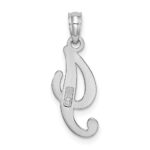 10K White Gold Polished I Script Initial Charm - Image 4
