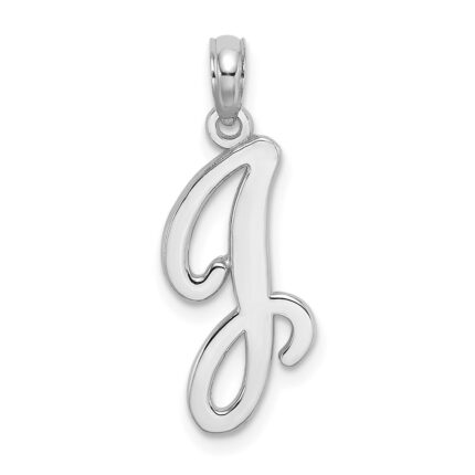 10K White Gold Polished J Script Initial Charm