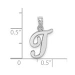 10K White Gold Polished T Script Initial Charm - Image 3