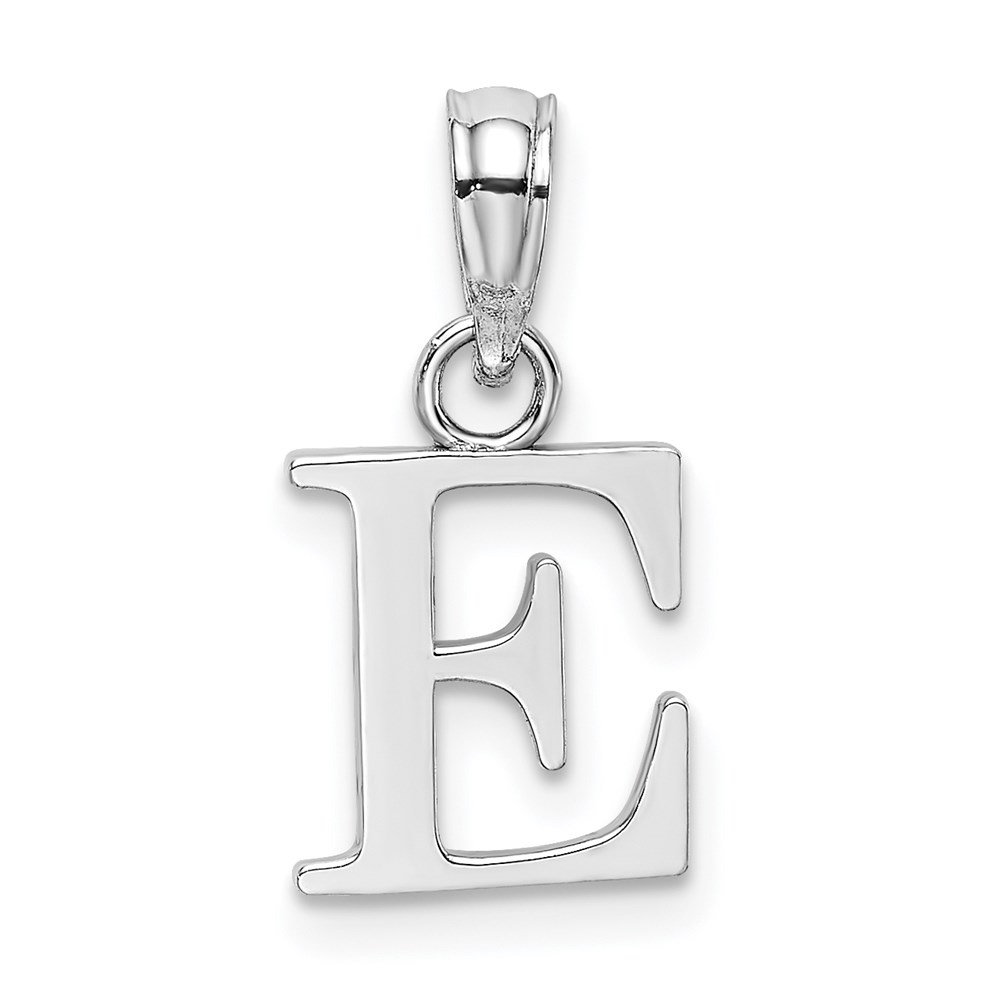 10K6423WE.jpg 10K White Gold Polished E Block Initial Charm - Image 1