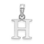 10K White Gold Polished H Block Initial Charm - Image 4