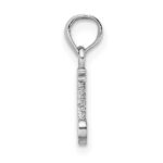 10K White Gold Polished J Block Initial Charm - Image 2