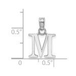 10K White Gold Polished M Block Initial Charm - Image 3
