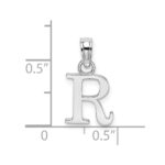 10K White Gold Polished R Block Initial Charm - Image 3