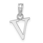 10K White Gold Polished V Block Initial Charm - Image 4