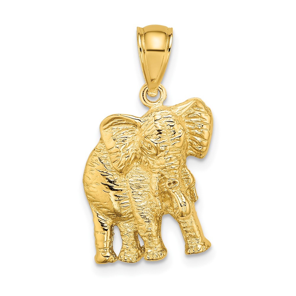 10K6533.jpg 10K 2-D Elephant w/ Raised Trunk Charm - Image 1