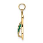 10K 3D W/ Green Enamel Single Flip-Flop Charm - Image 2