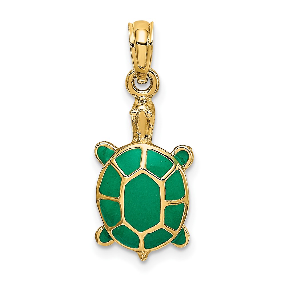 10K6688.jpg 10K w/ Green Enamel Tortoise Charm - Image 1