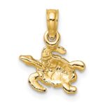 10K Textured and Enameled Sea Turtle Charm - Image 4