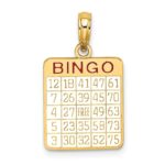 10K w/ Enamel Bingo Card Charm