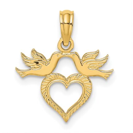 10K Heart w/ Love Birds Charm