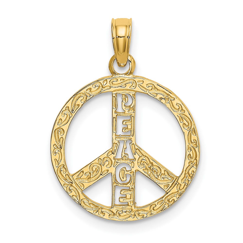 10K7135.jpg 10K Flat Textured Peace Sign Charm - Image 1