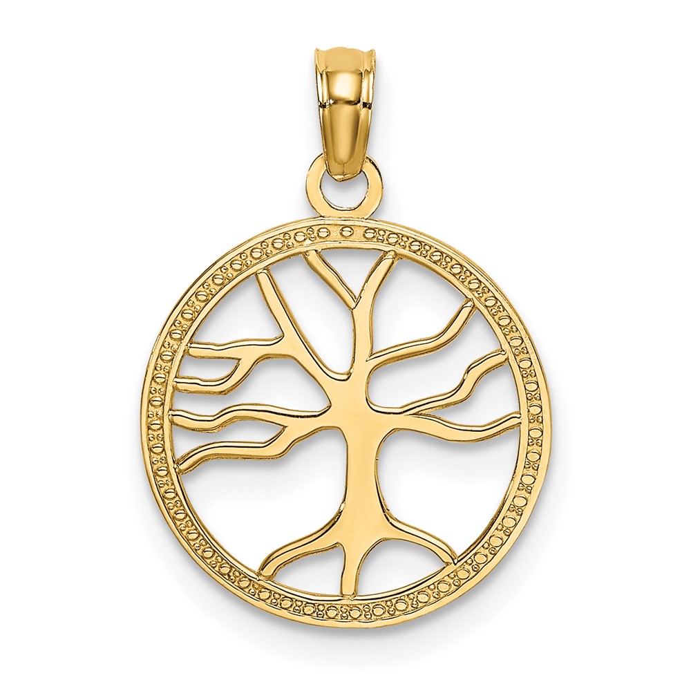 10K7139.jpg 10K Small Tree Of Life In Round Frame Charm - Image 1