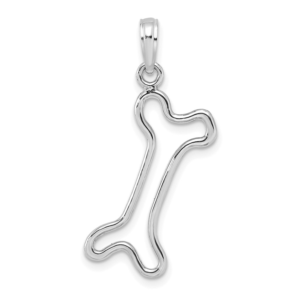 10K7166W.jpg 10K White Gold Cut-Out Polished Dog Bone Charm - Image 1