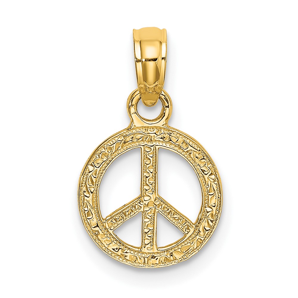 10K7180.jpg 10K Flat and Textured Mini Peace Sign Charm - Image 1