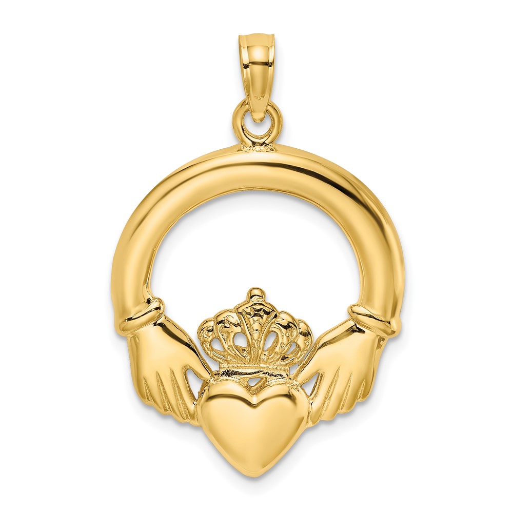 10K7247.jpg 10K Polished Large Claddagh Heart Charm - Image 1
