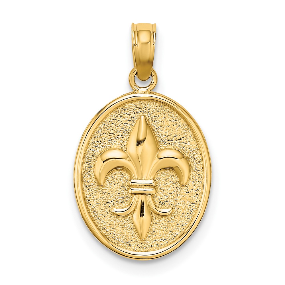 10K7260.jpg 10K Fleur de Lis on Oval Disc Charm - Image 1