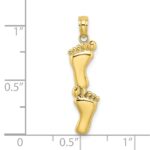 10K Polished Double Vertical Feet Charm - Image 3