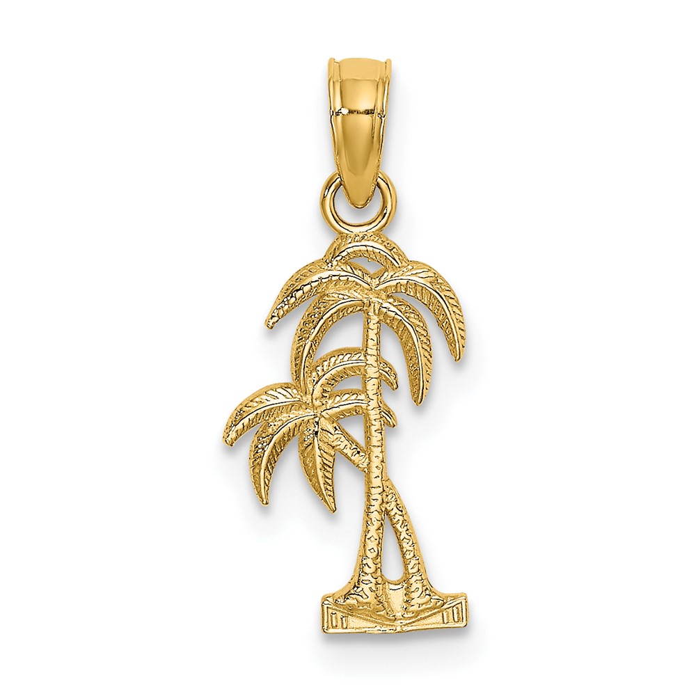 10K7392.jpg 10K Textured Double Palm Tree Charm - Image 1