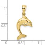 10K 2-D Polished Dolphin Jumping Charm - Image 3