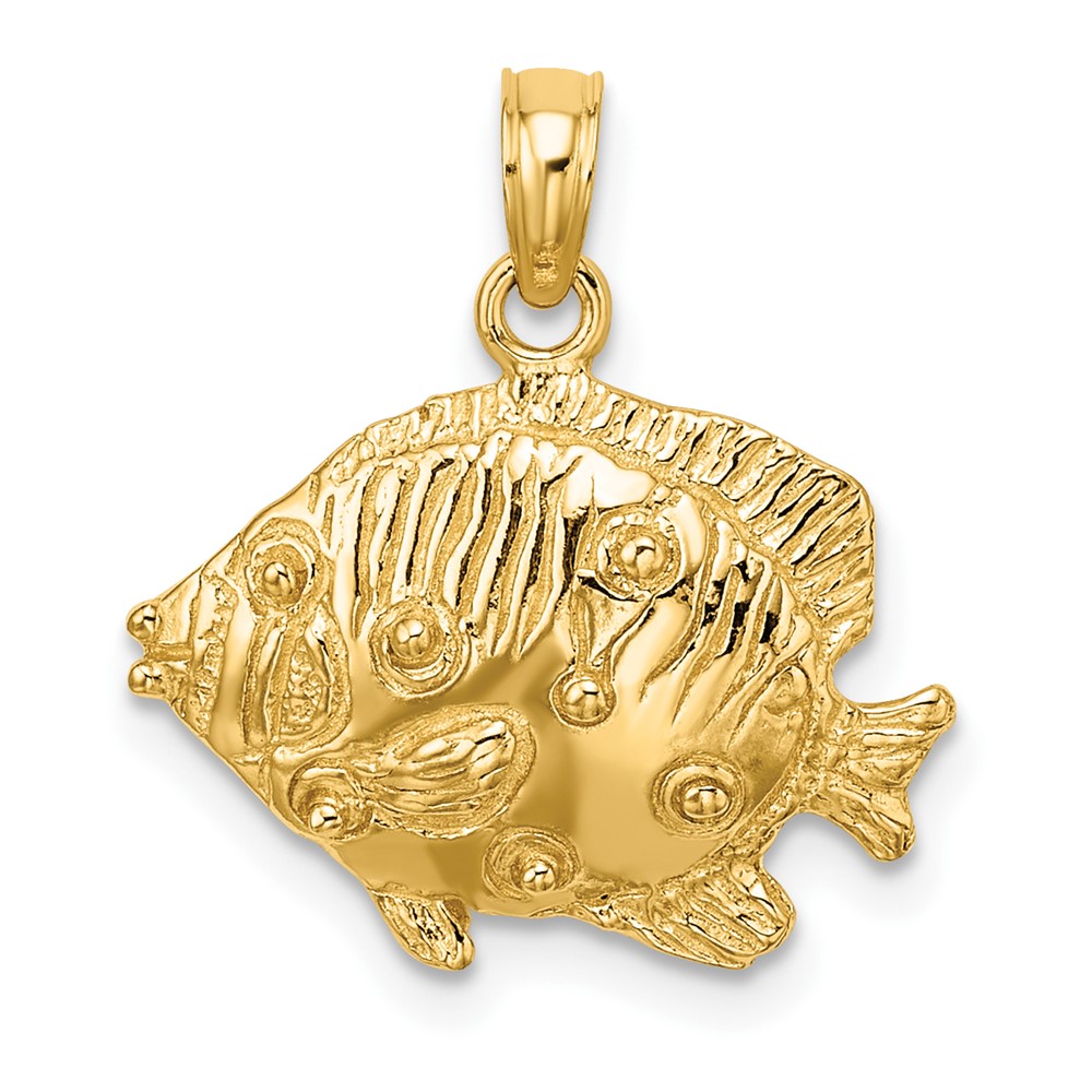 10K7423.jpg 10K 2-D Polished Engraved Fish Charm - Image 1