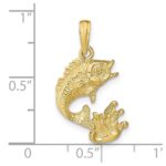 10k Polished Bass Fish Pendant - Image 3