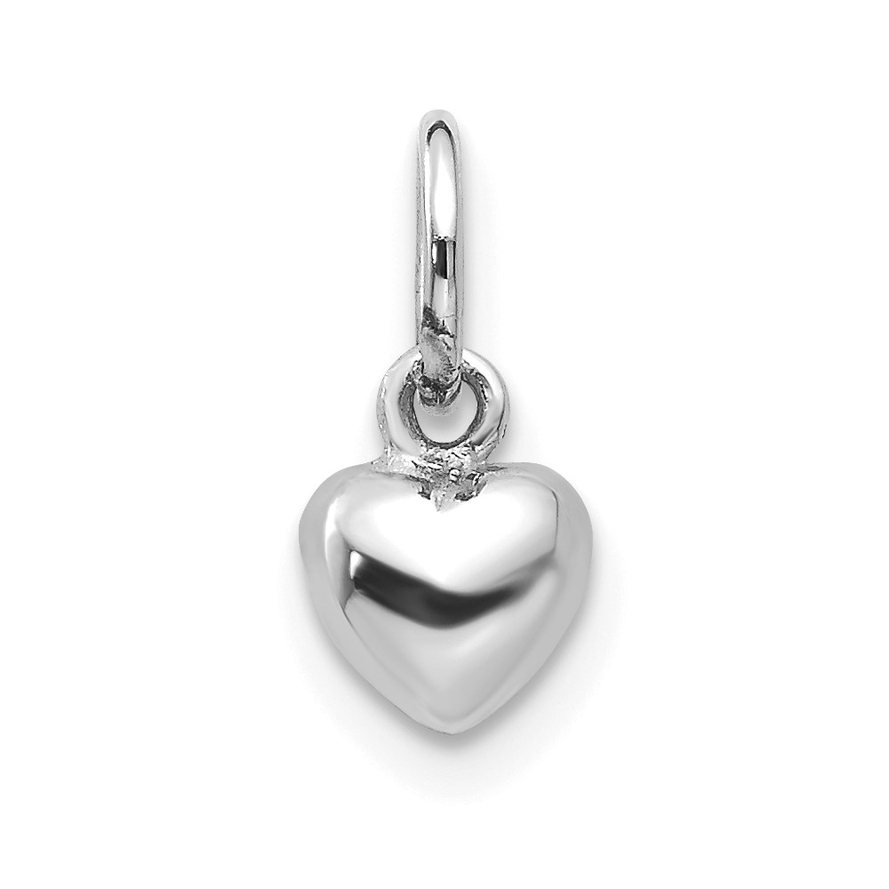 10K746.jpg 10k White Gold Solid Polished Plain Puffed Heart Charm - Image 1