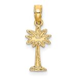 10K Textured Mini Palmetto Palm Tree Charm - Image 3