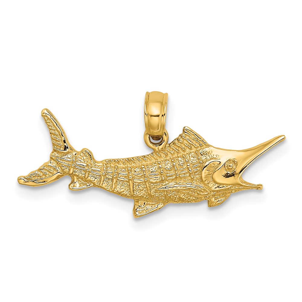 10K7670.jpg 10K Textured 2-D Marlin Fish Charm - Image 1