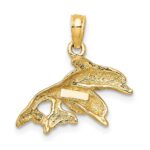 10K Polished Double Dolphins Jumping Charm - Image 4