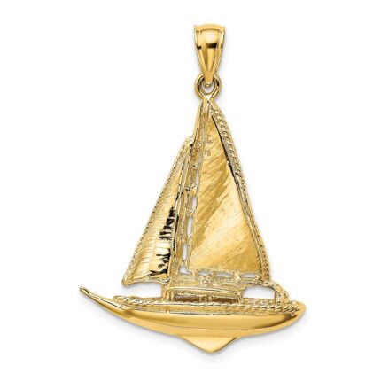 10K 3-D Polished Sailboat Charm