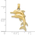 10K 2-D Two Jumping Dolphins Charm - Image 3