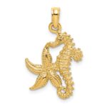 10K Starfish and Seahorse Charm