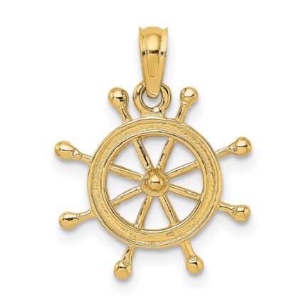 10K 2-D Ship Wheel Charm