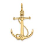10K 3-D Anchor W/Long T Bar and Shackle Bail Charm - Image 4